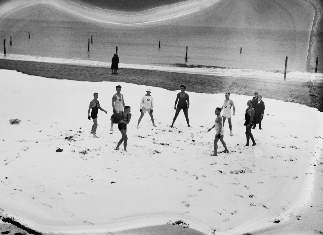 Ball Game At Coney Island Beach In Mid-Winter, 1923