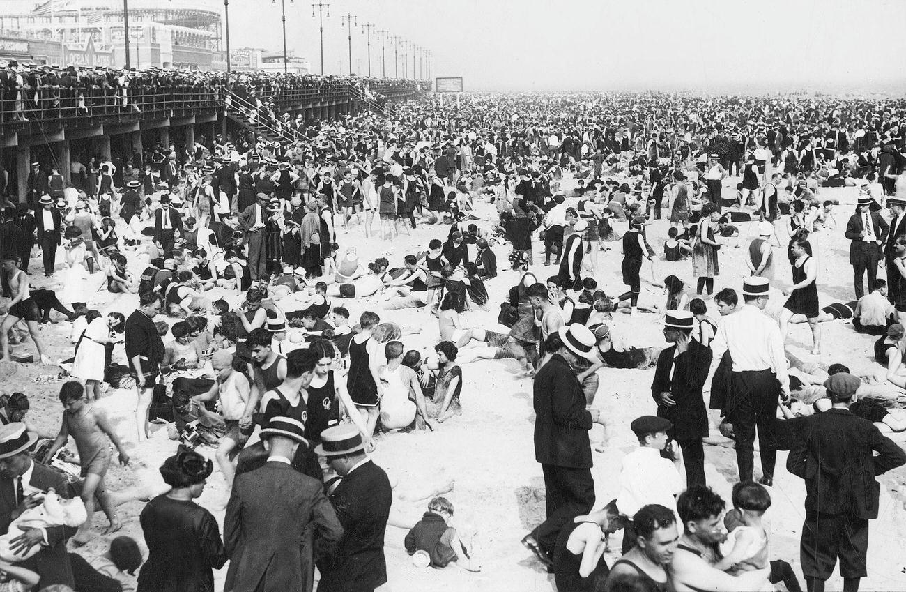 Masses Of People On Coney Island Beach, 1923