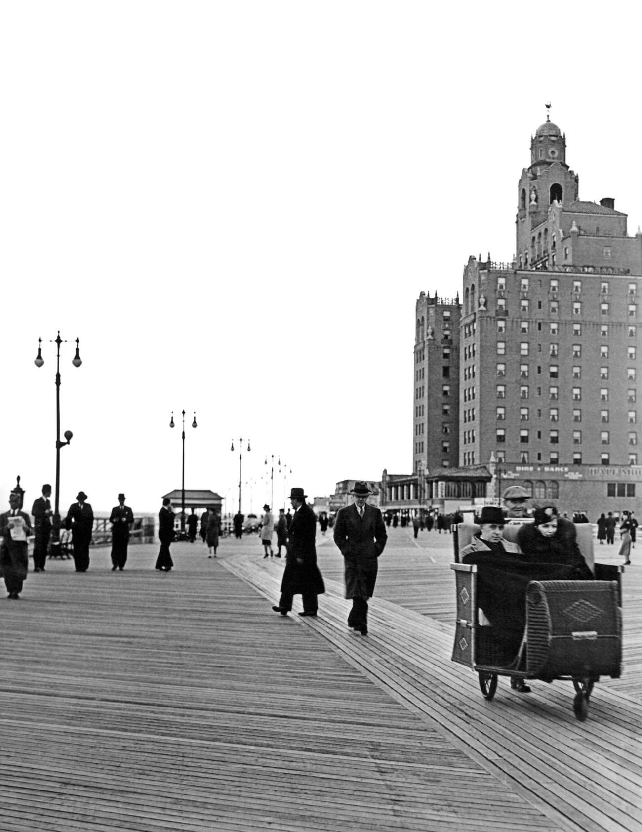 People Promenade On Coney Island Boardwalk, April 24, 1938