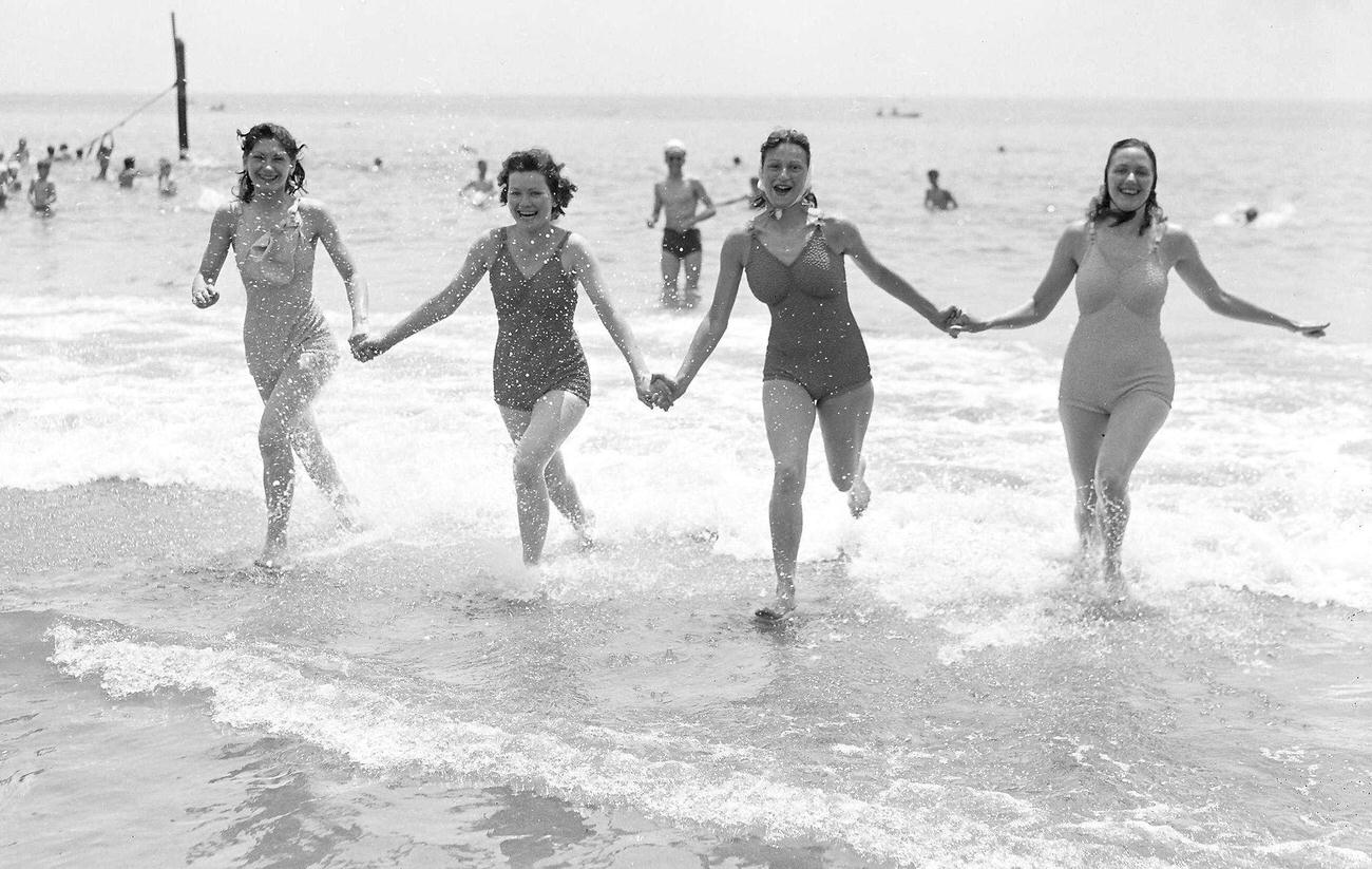 Four Mermaids Enjoy Coney Island During Heatwave, June 12