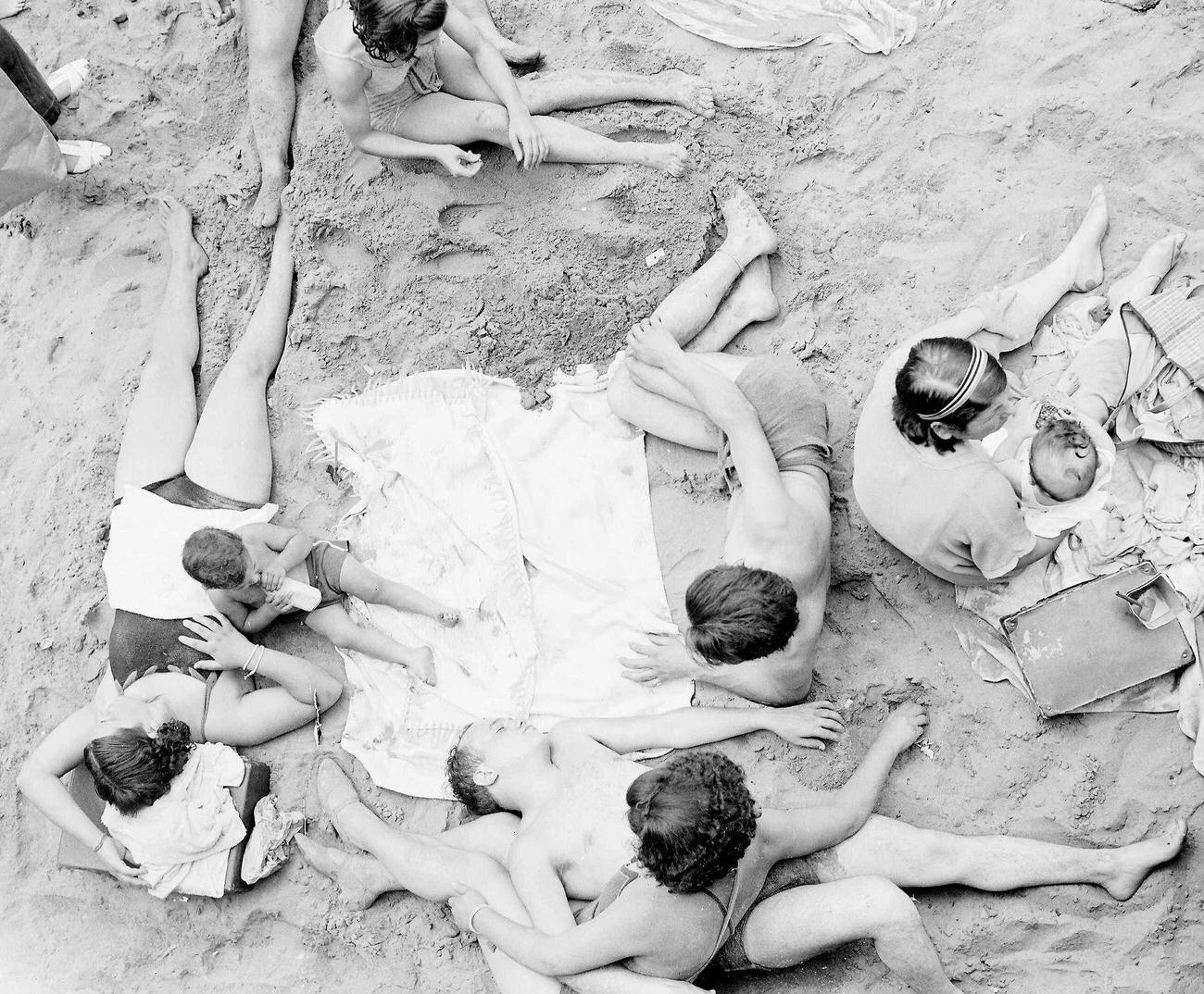 Sunbathers Find Space On Coney Island, August 1