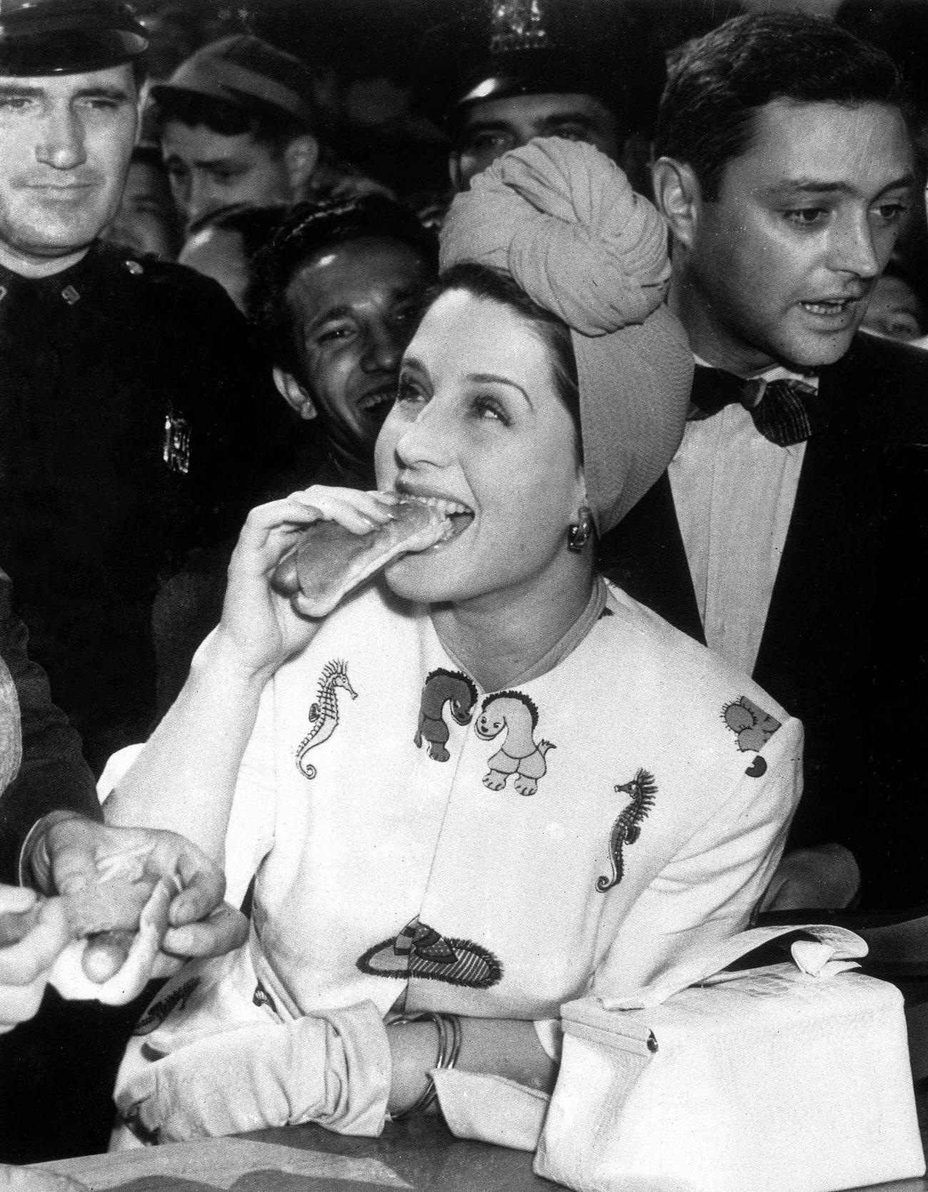 Norma Shearer Eats Hot Dog At Coney Island Fair, August 7, 1939