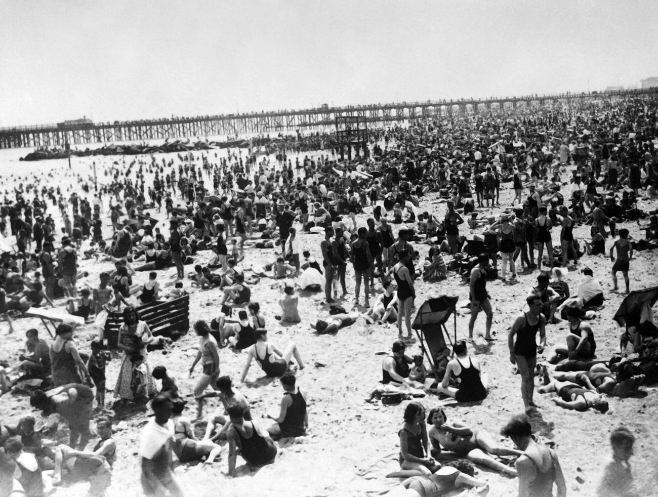 Coney Island Beach Packed During Heatwave, July 16, 1931