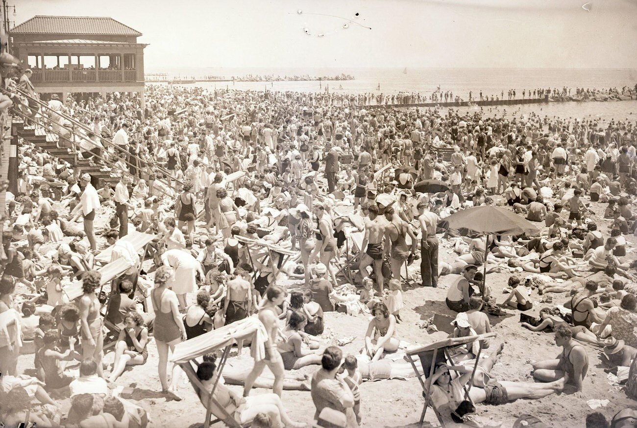 General View Of Crowds At Coney Island, June 11, 1933