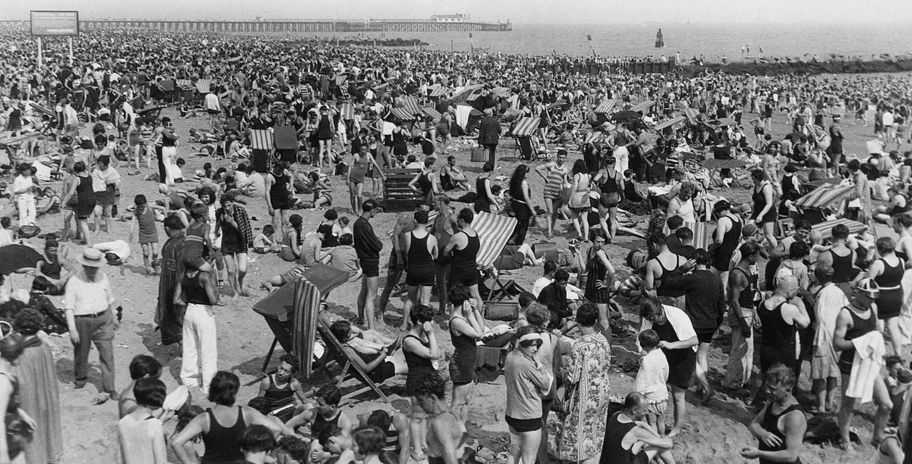 General View Of Coney Island Beach Crowd, Circa 1935