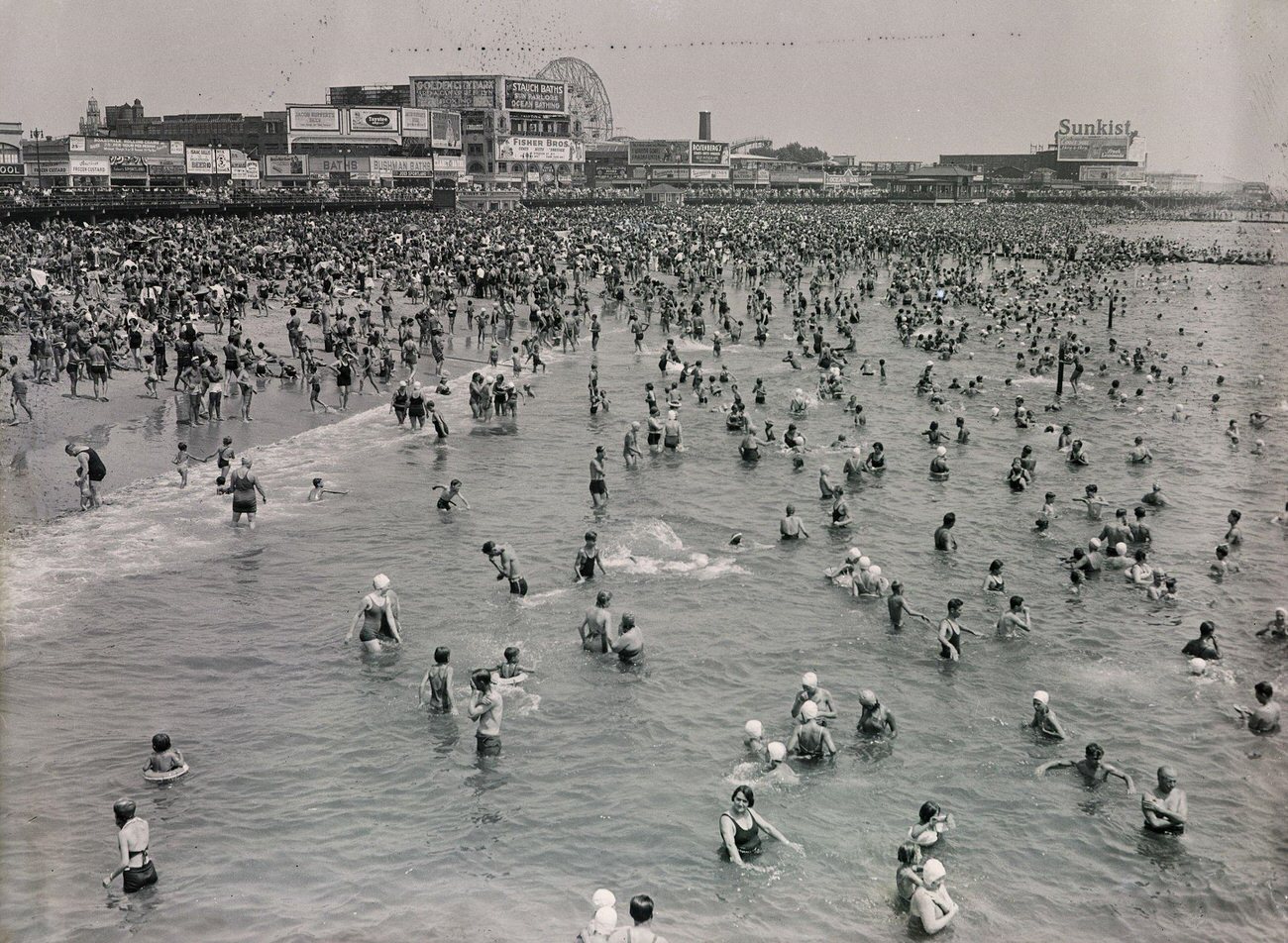 General View Of Crowd On Coney Island Beach, August 5, 1935