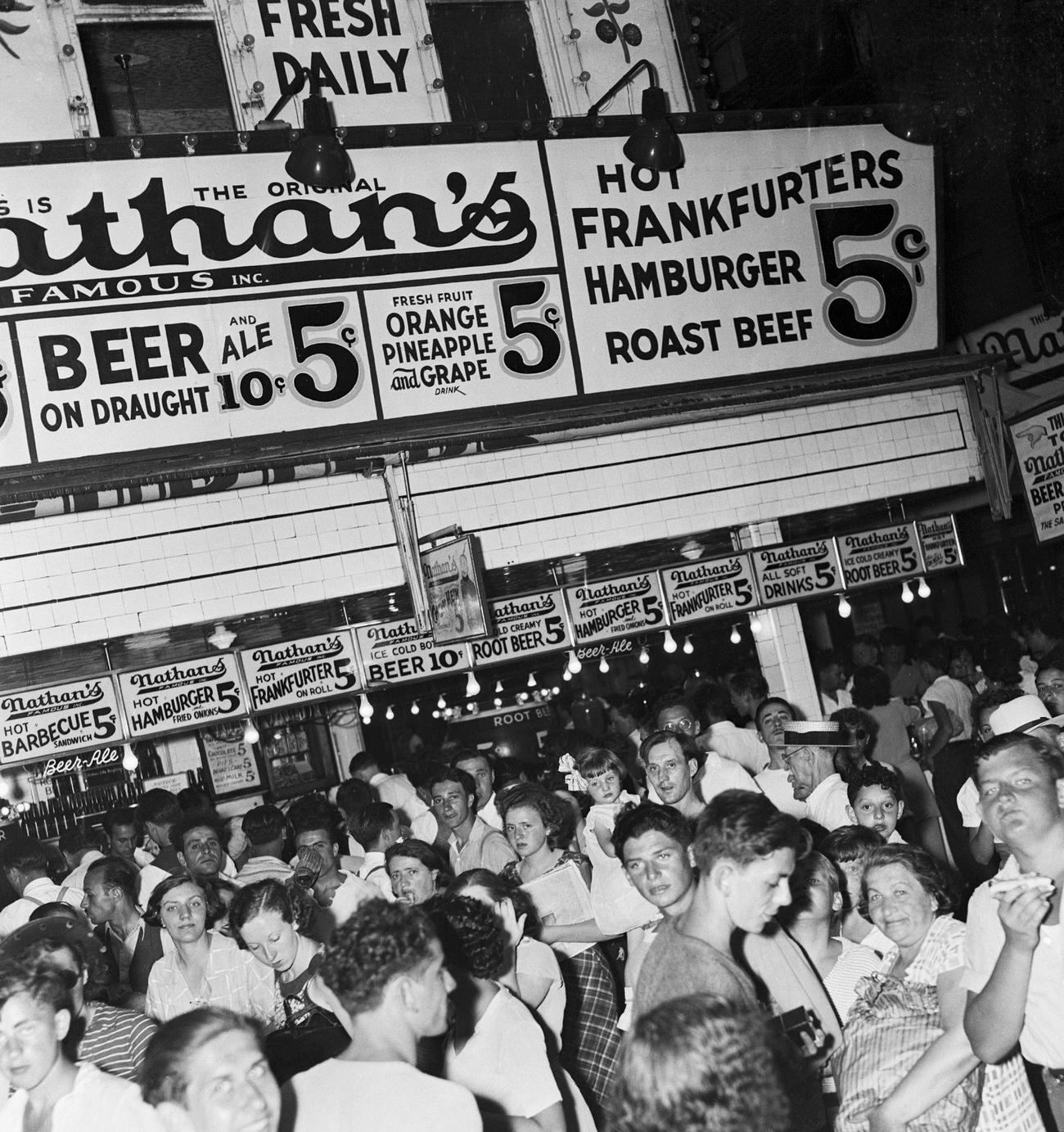 Evening Crowd At Nathan'S On 6Th Street, Coney Island