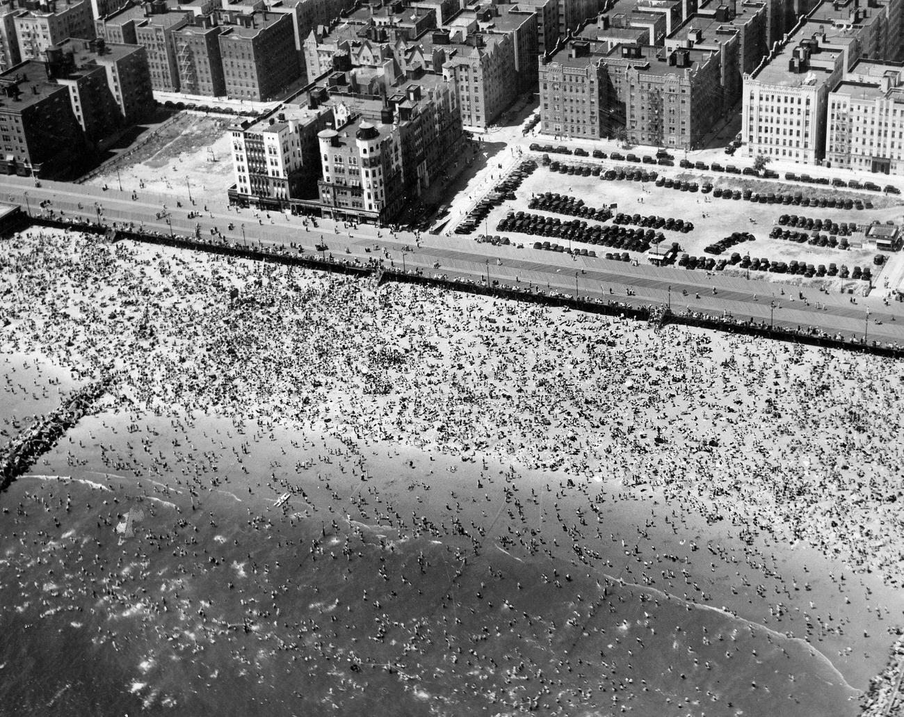 Coney Island Beach Packed During Heat Wave, July 18, 1936