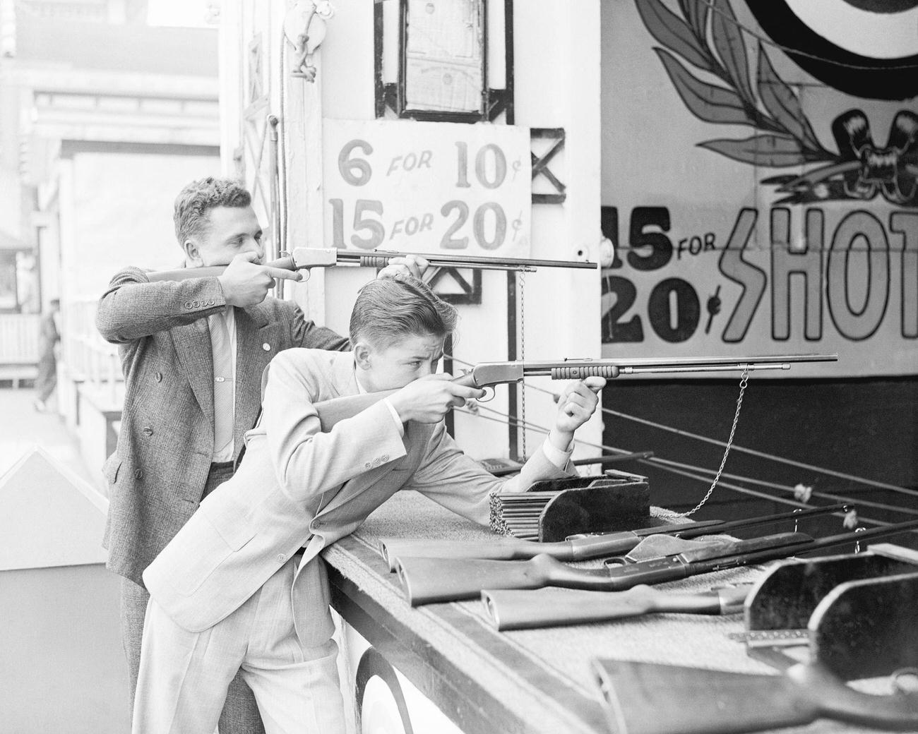 Newsboys Walter Leech And John A. Nuhn Shooting At Coney Island