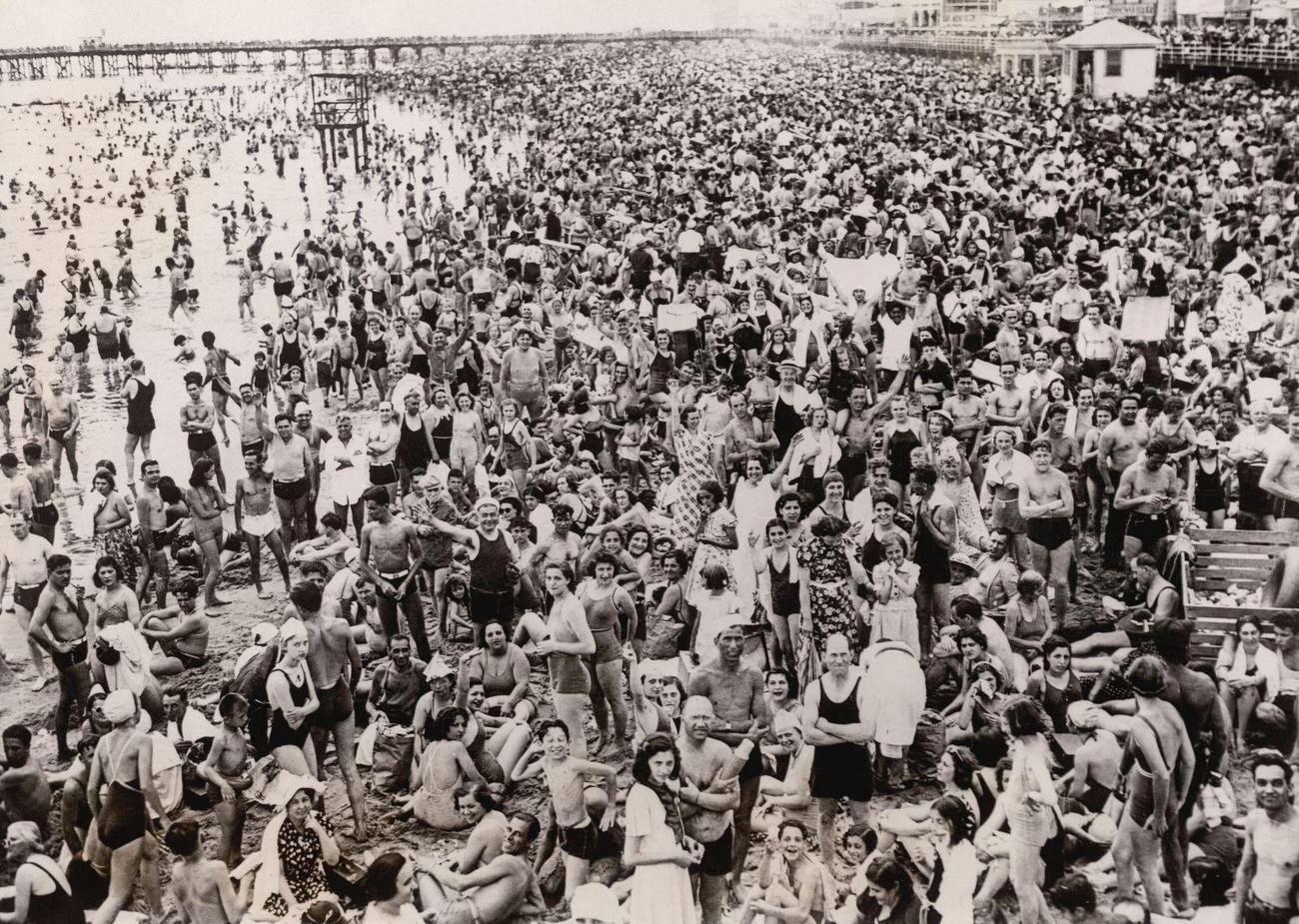 Coney Island Beach Overcrowded On The 4Th Of July, 1938