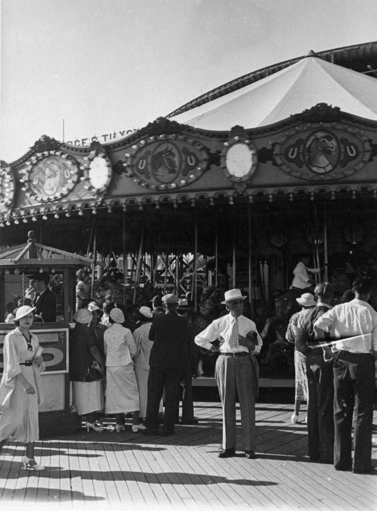 Carousel Ride At Coney Island, 1930