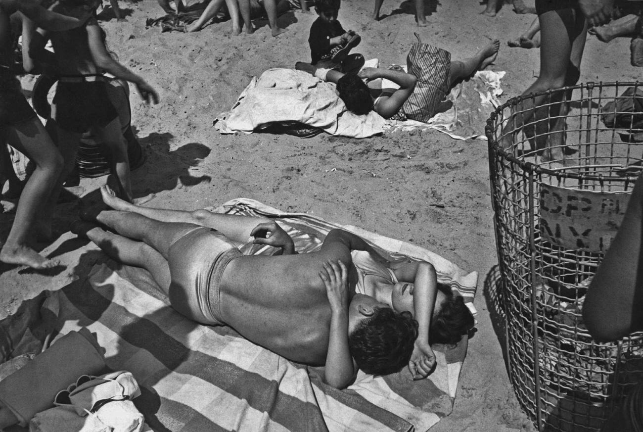 Beachgoers At Coney Island, Circa 1945