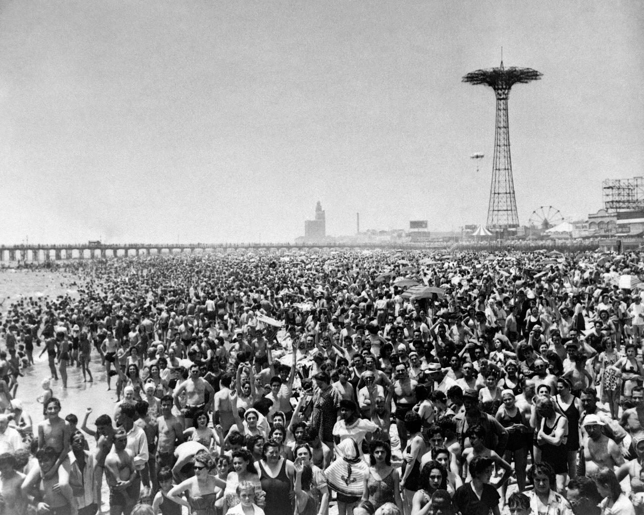 New Yorkers Crowd Coney Island Beach, June 29, 1945