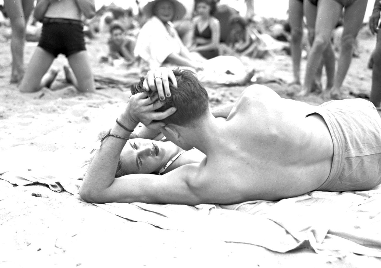 Couple Lying On Coney Island Beach, July 22