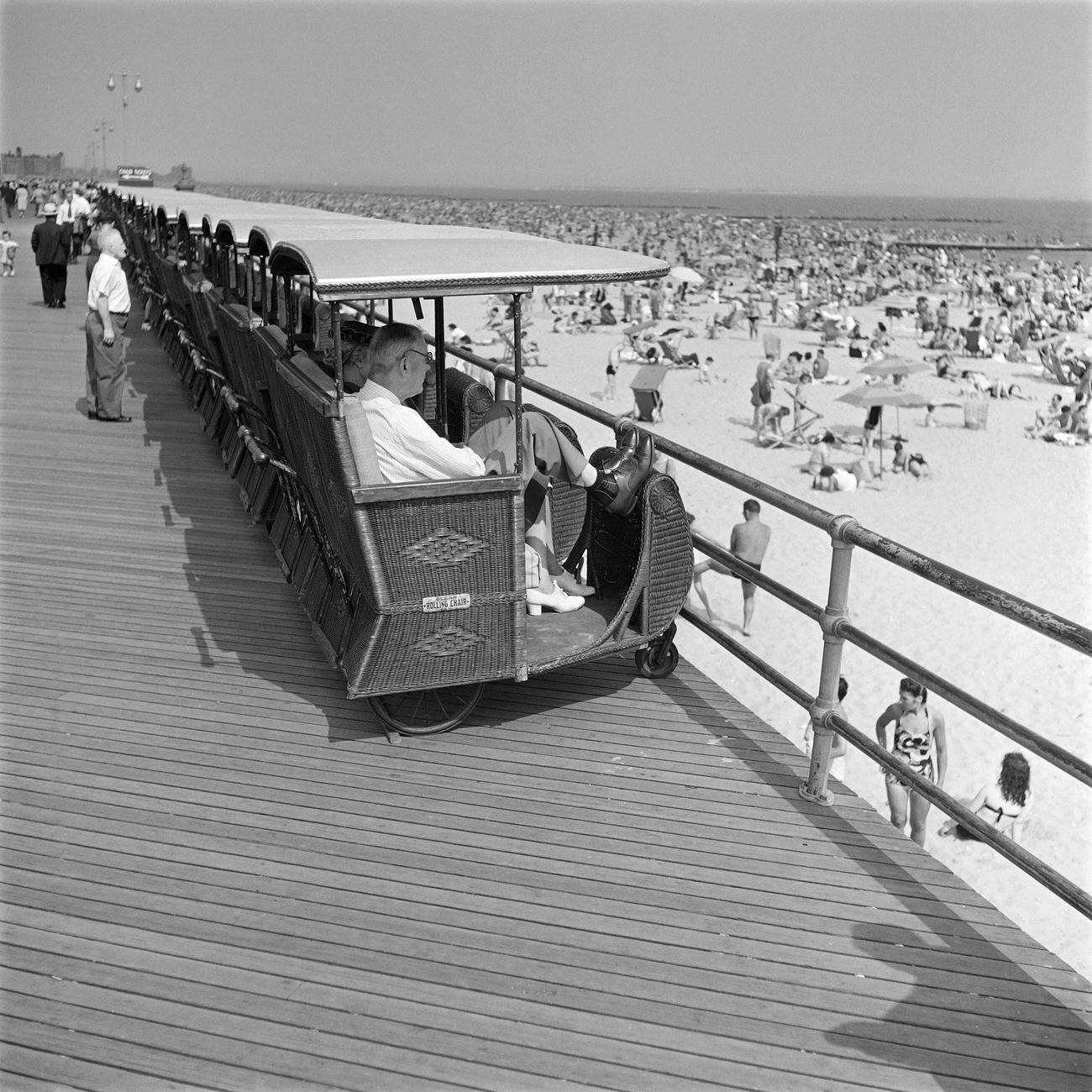 View Of Crowded Beach From Ocean Rolling Chair, June 1946