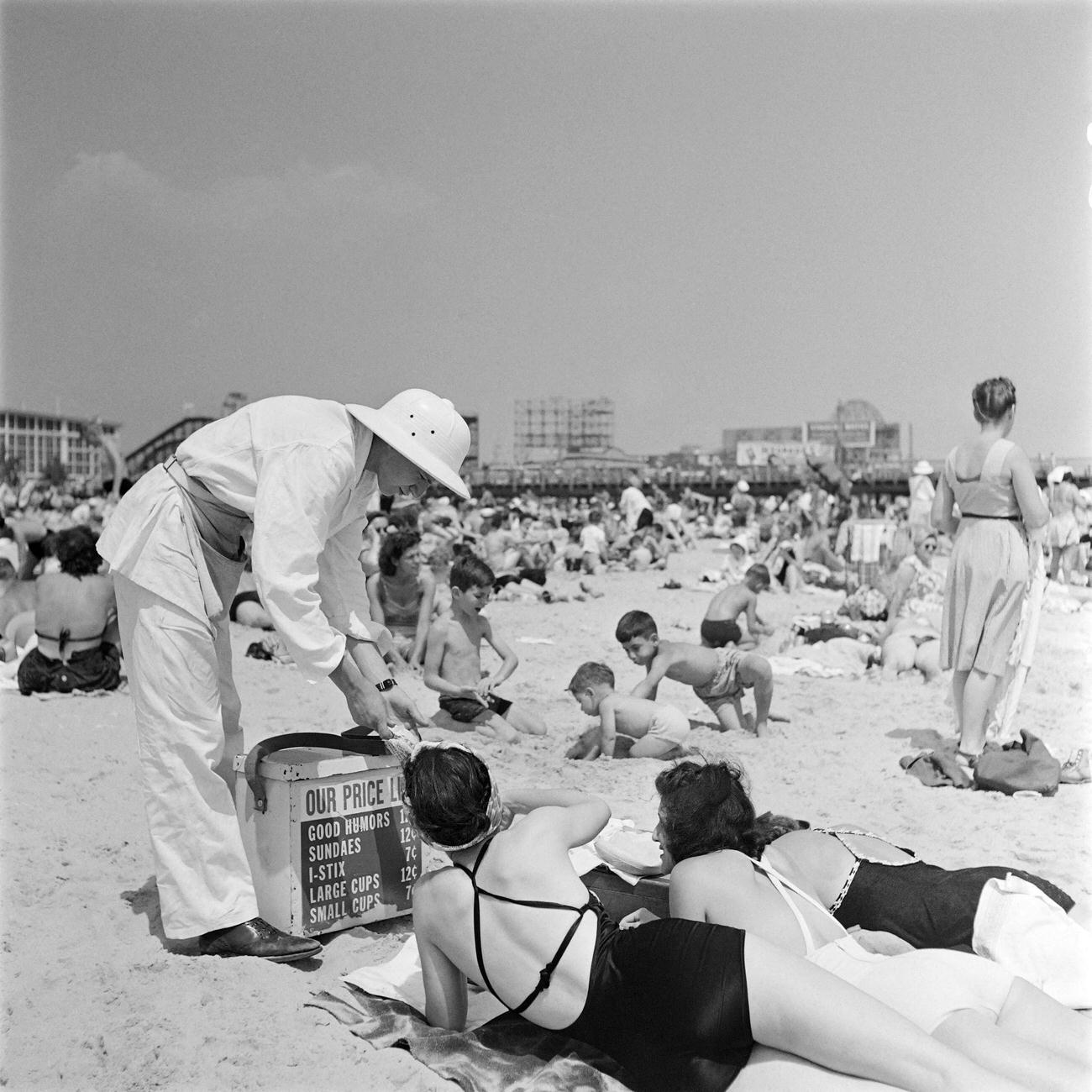 Women Buying Ice Cream At Coney Island Beach, June 1946