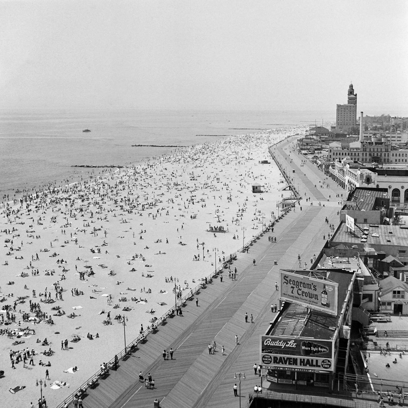 Enjoying Sun And Sea, Walking On Riegelmann Boardwalk, 1946