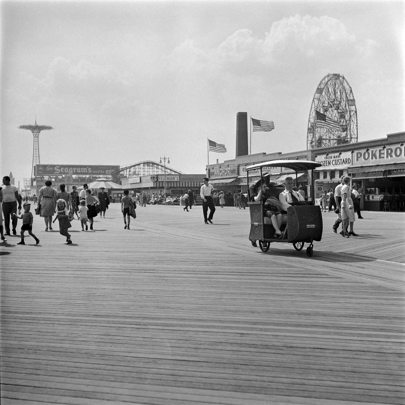 Walking Near Steeplechase Park On Riegelmann Boardwalk, 1946