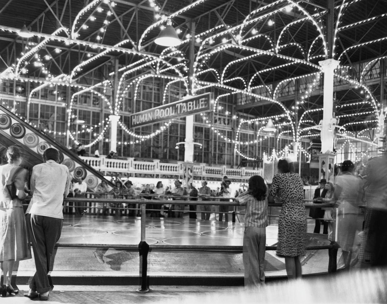 Visitors At 'Human Pool Table' Attraction, 1946