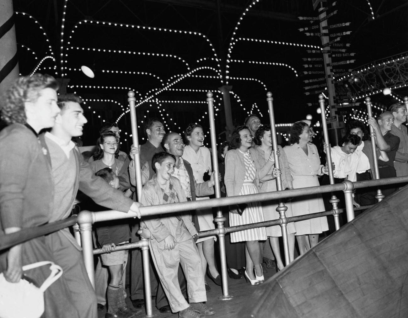 Watching Mill Ride At Coney Island, 1946