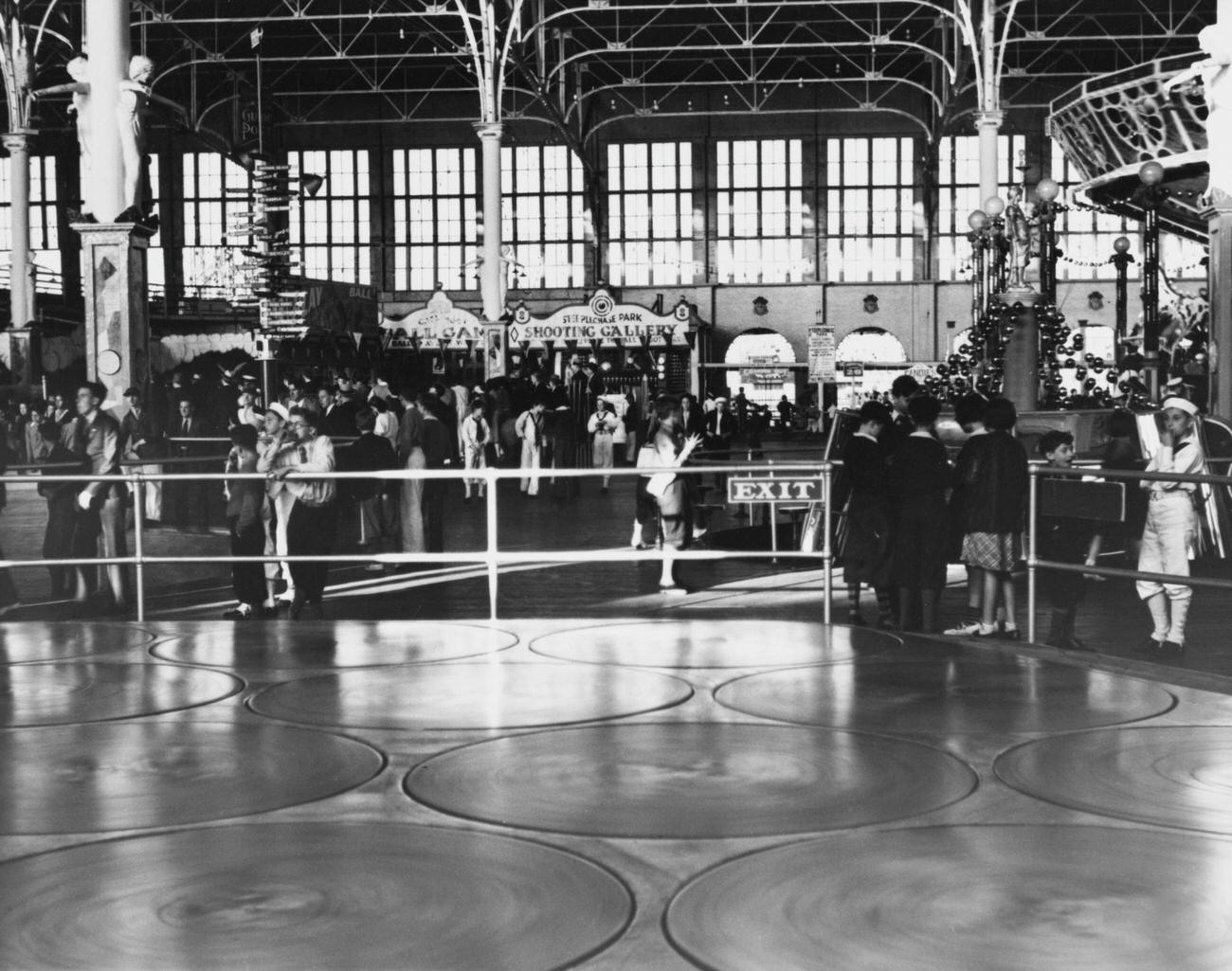 Visitors At 'Human Pool Table' Attraction, Circa 1940