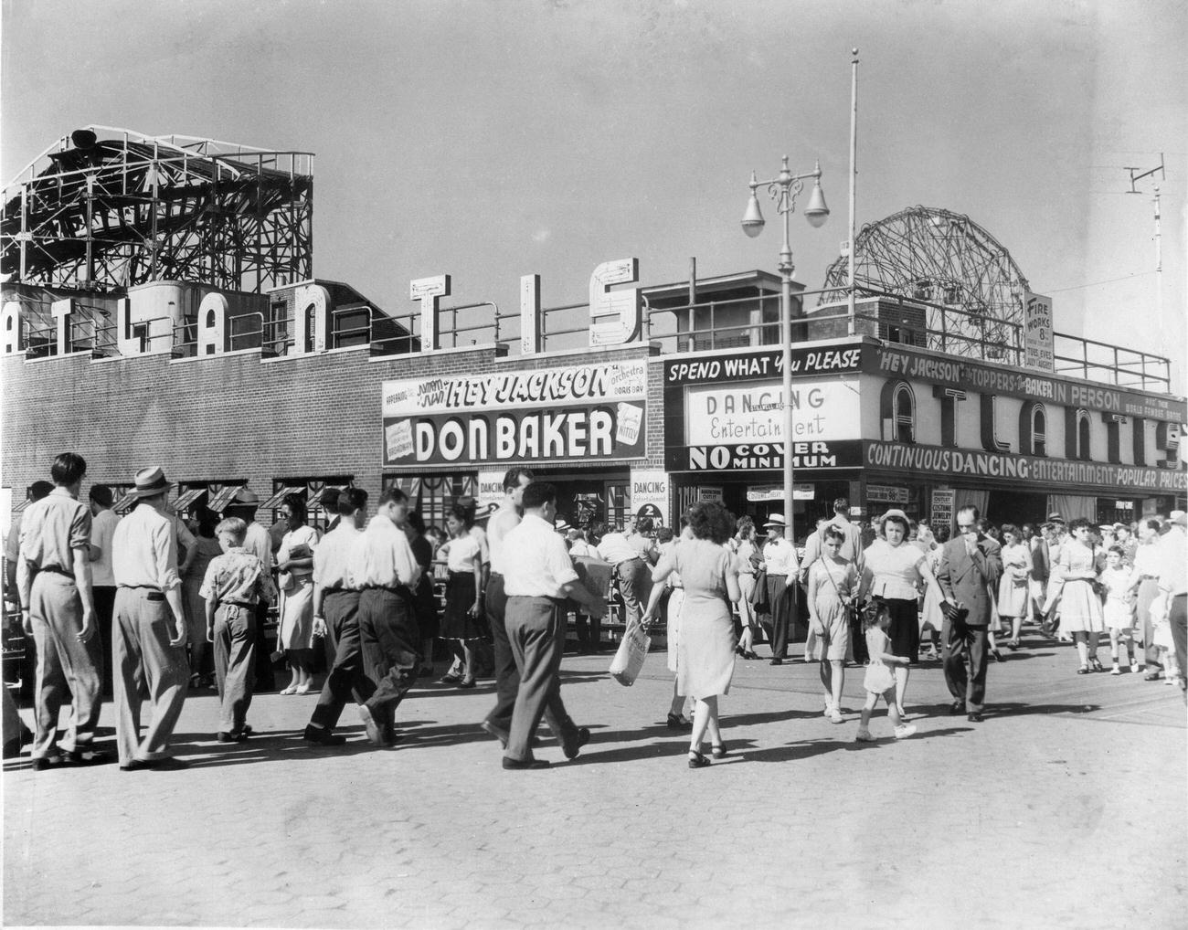 Crowded Boardwalk With Atlantis Ballroom, 1947