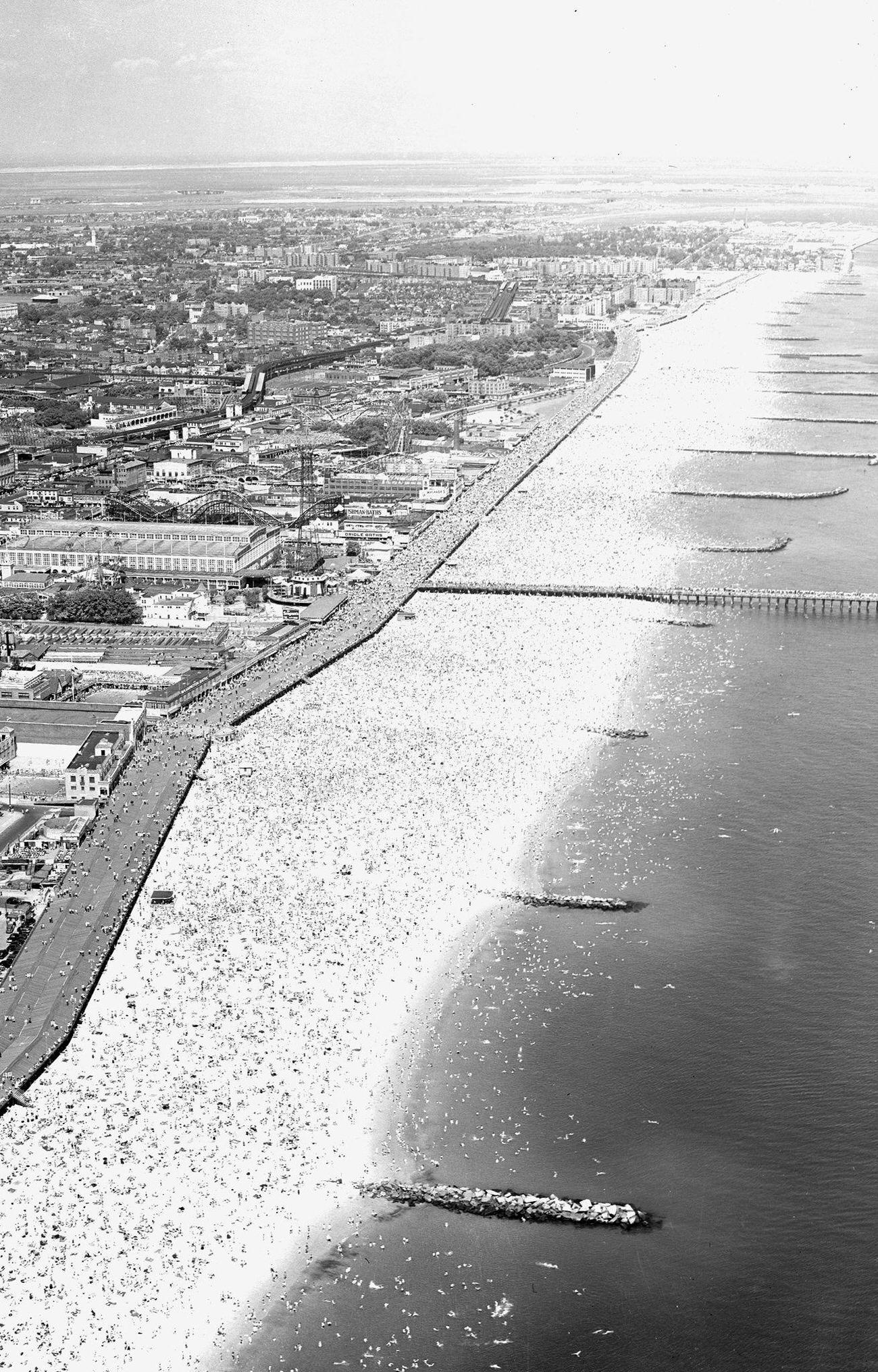 Beach Filled With People At Coney Island, June 4