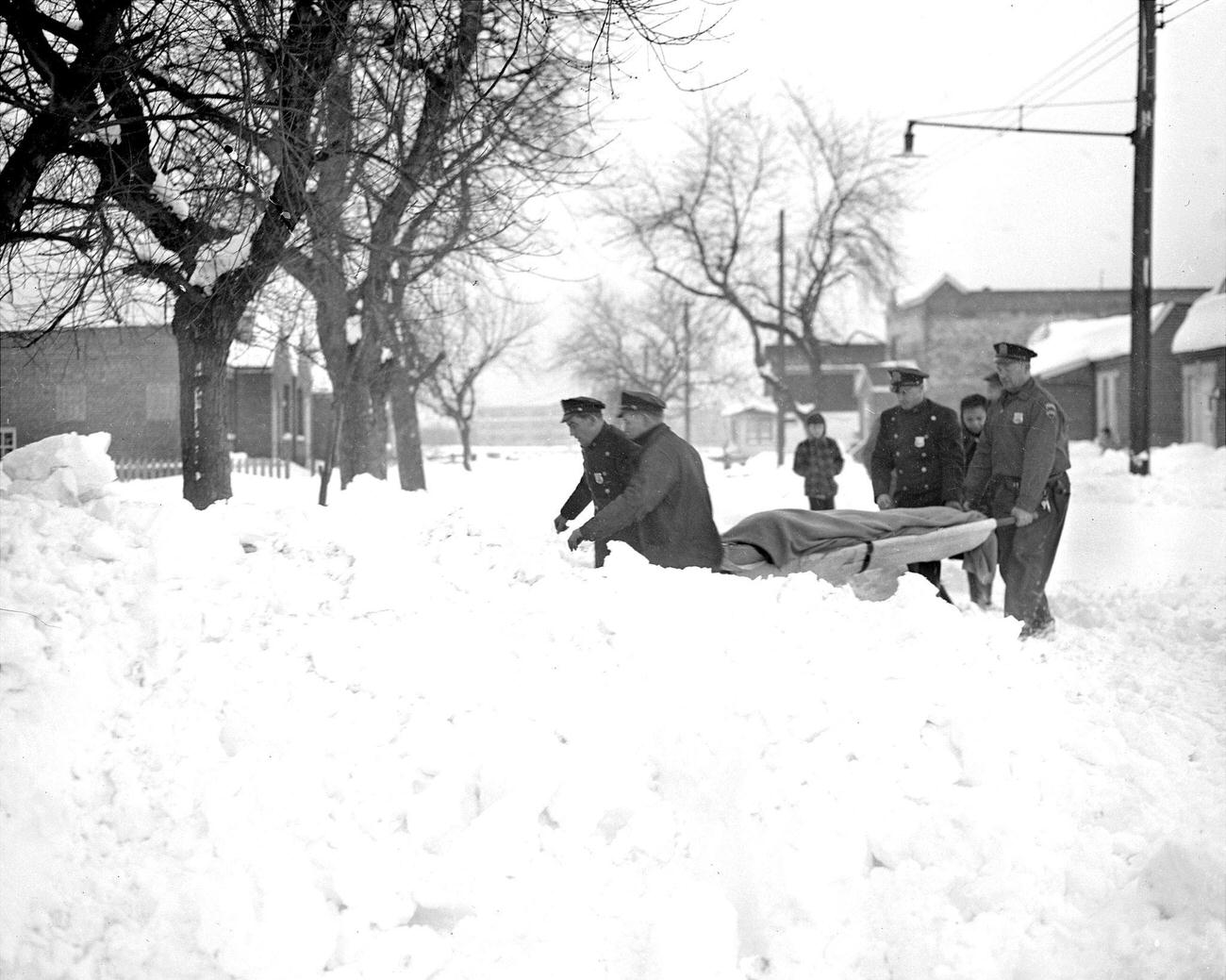 Emergency Squad Carries Ill Woman Through Snow To Coney Island Hospital, December 27