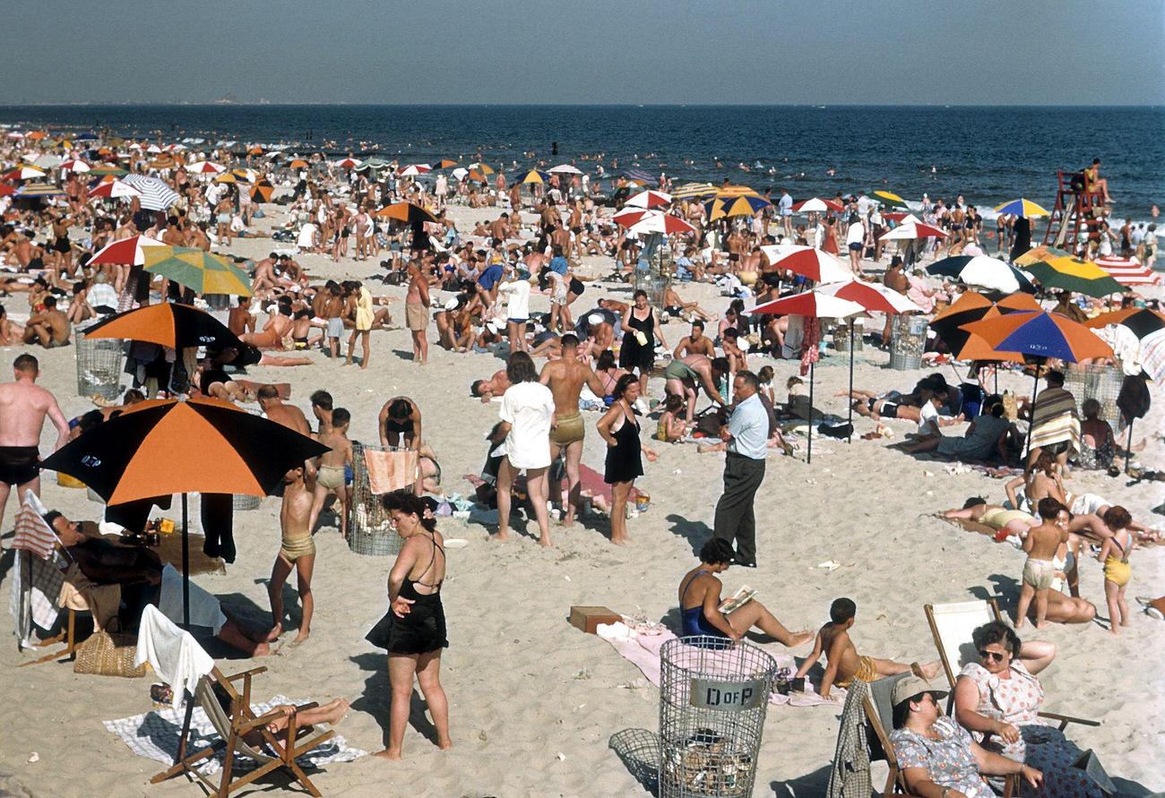 Sunbathing On Coney Island Beach, Circa 1948