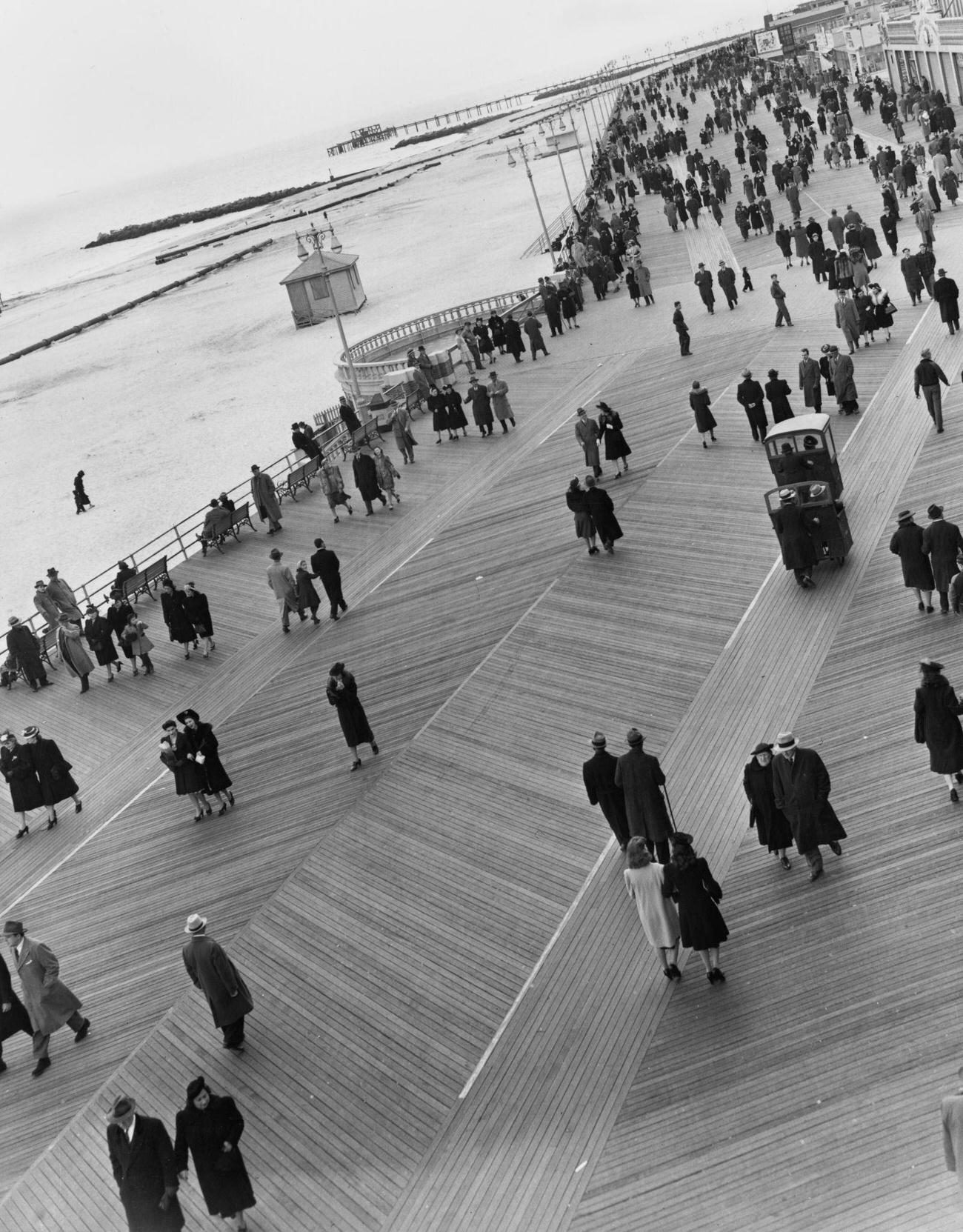 Easter Paraders Walking On Coney Island Boardwalk, 1941