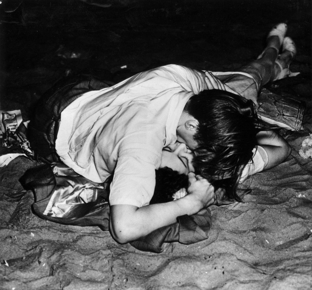 Two Lovers Kissing On The Beach At Night, 1943