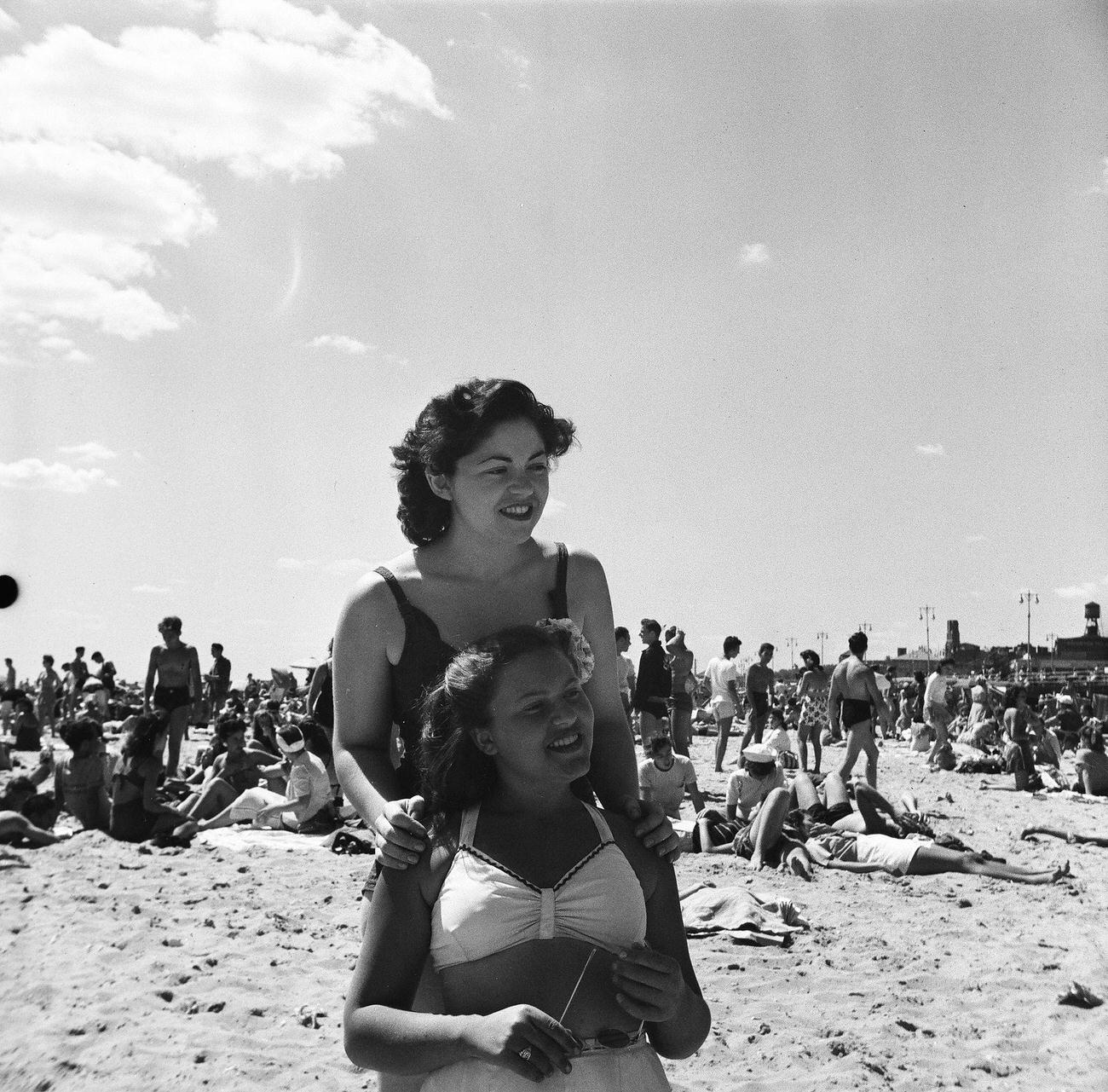 Pair Of Women In Swimsuits On The Beach, 1944