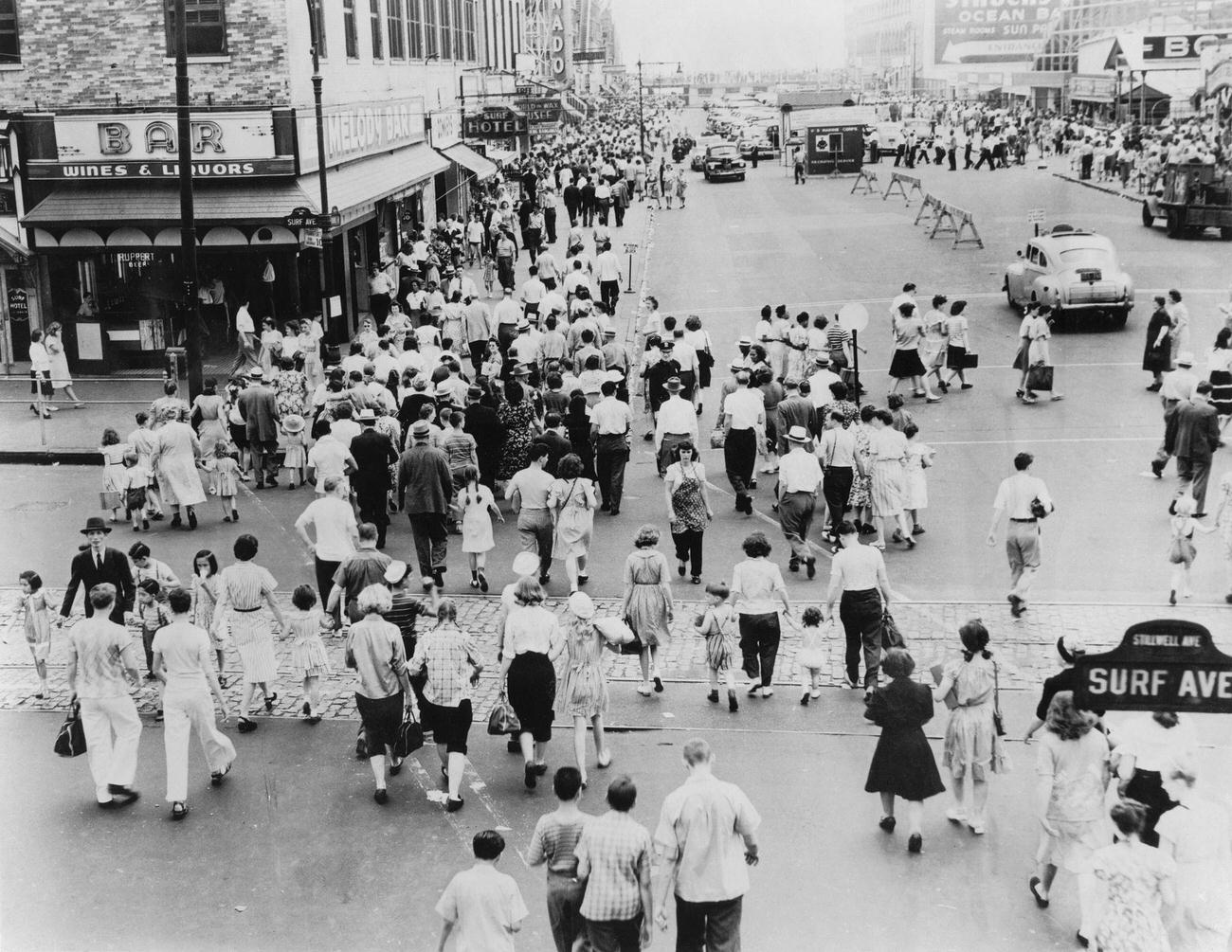 Crowded Street At Intersection Of Surf And Stillwell Avenues, 1944