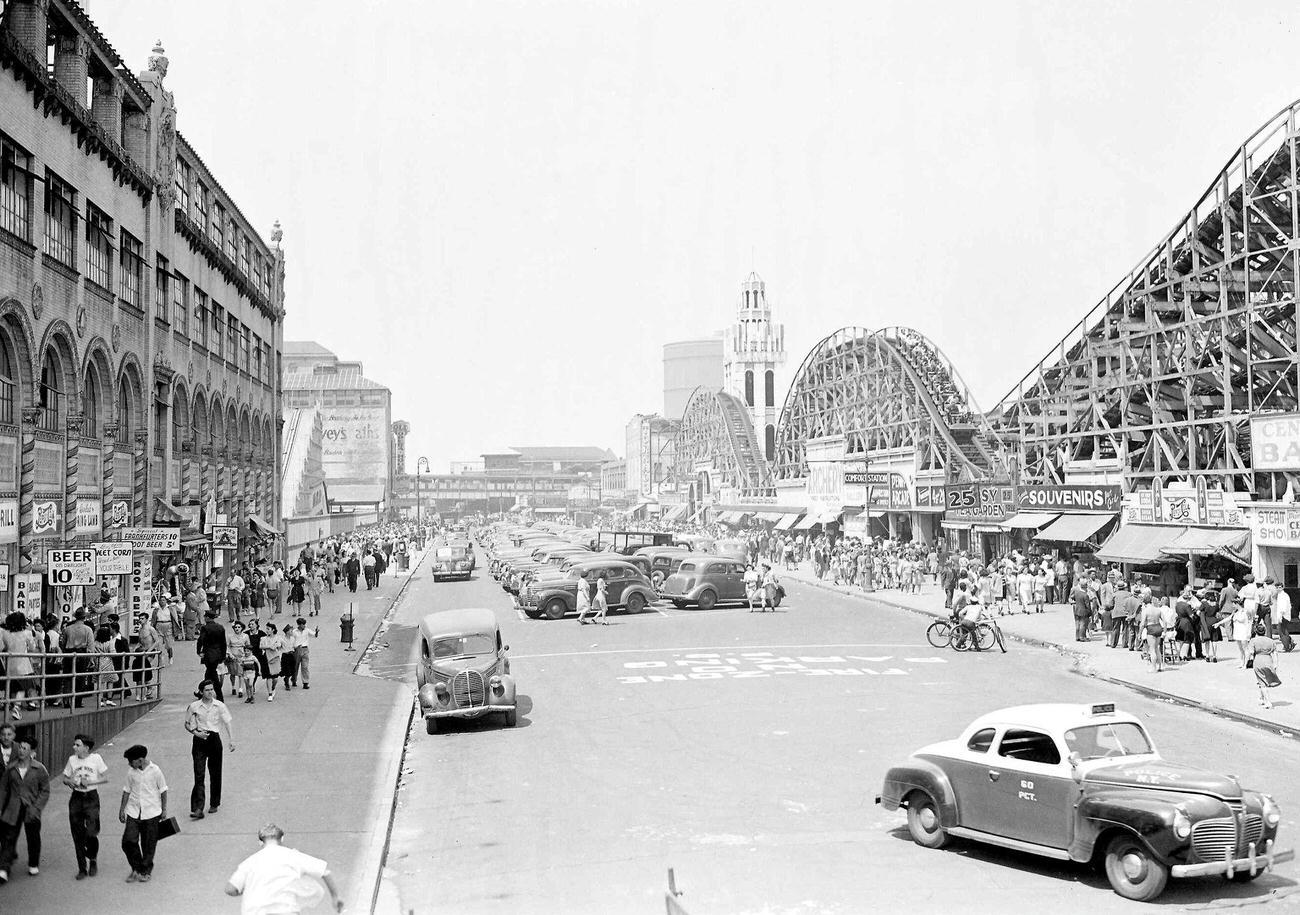 View From Boardwalk Toward Surf Ave At Coney Island, May 30