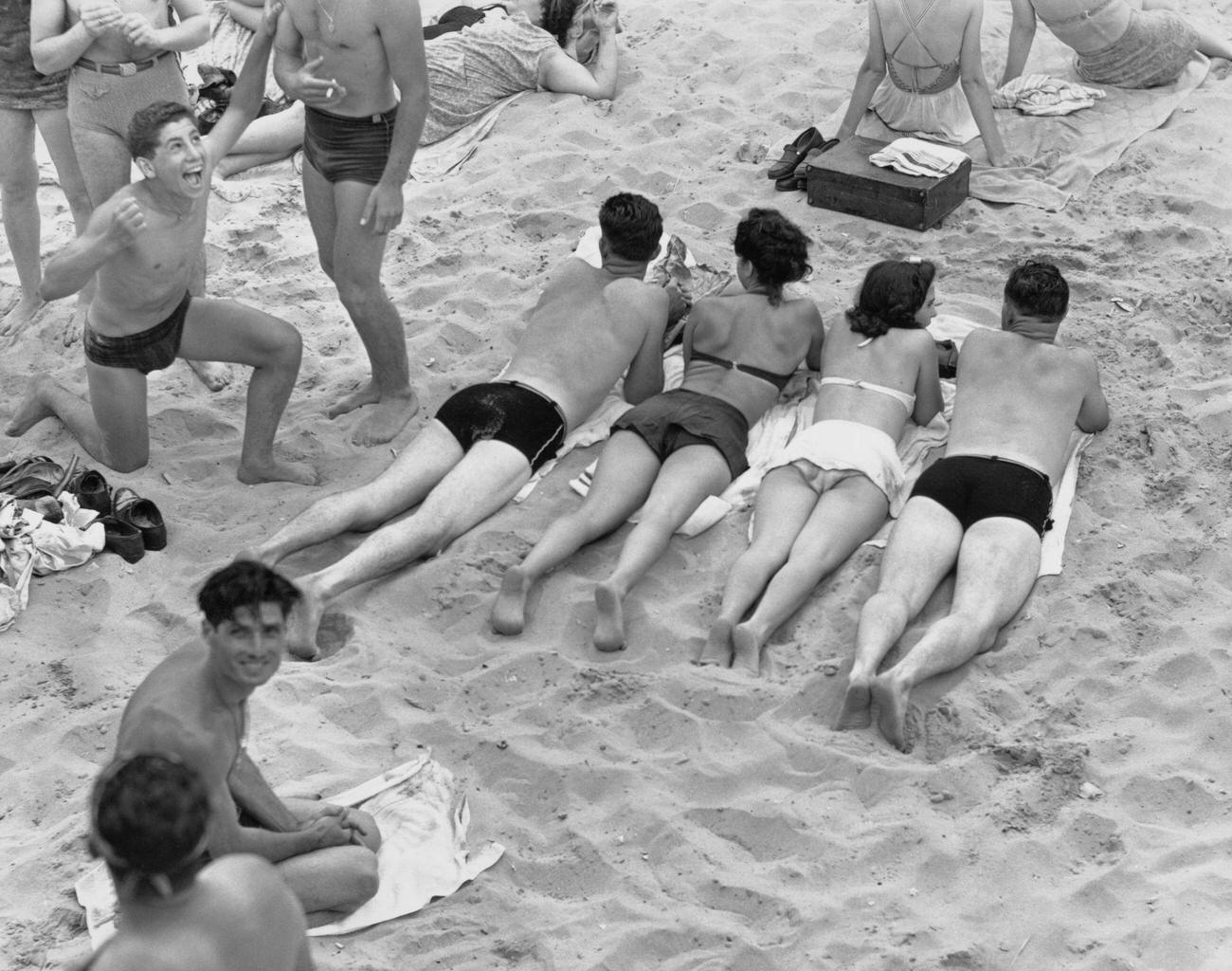 Beachgoers At Coney Island, August 13, 1944