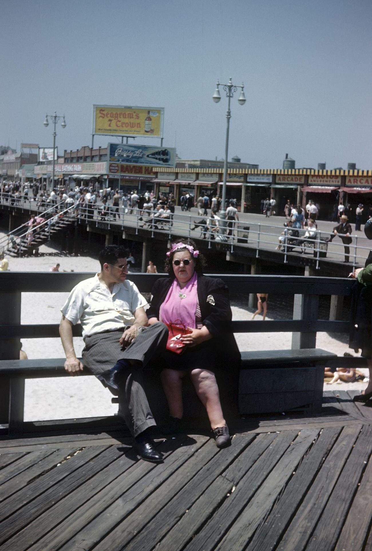 Coney Island Boardwalk And Beach View, 1948