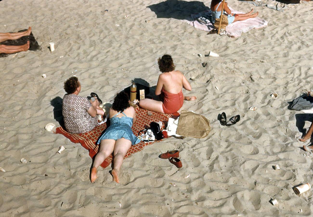 Sunbathers On Coney Island Beach, 1948