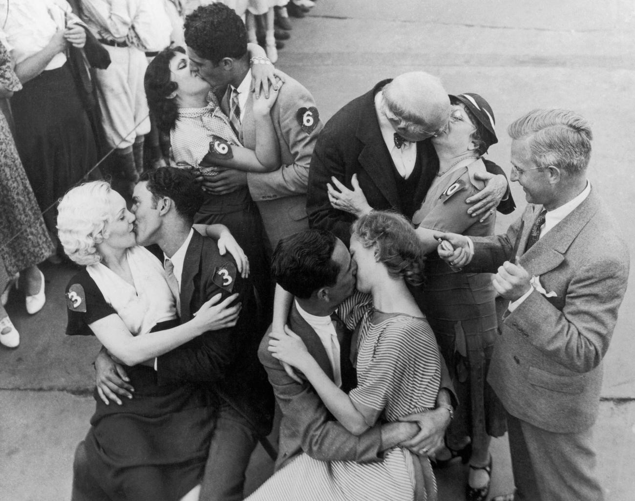 Kissing Marathon Finalists At Coney Island, Circa 1950
