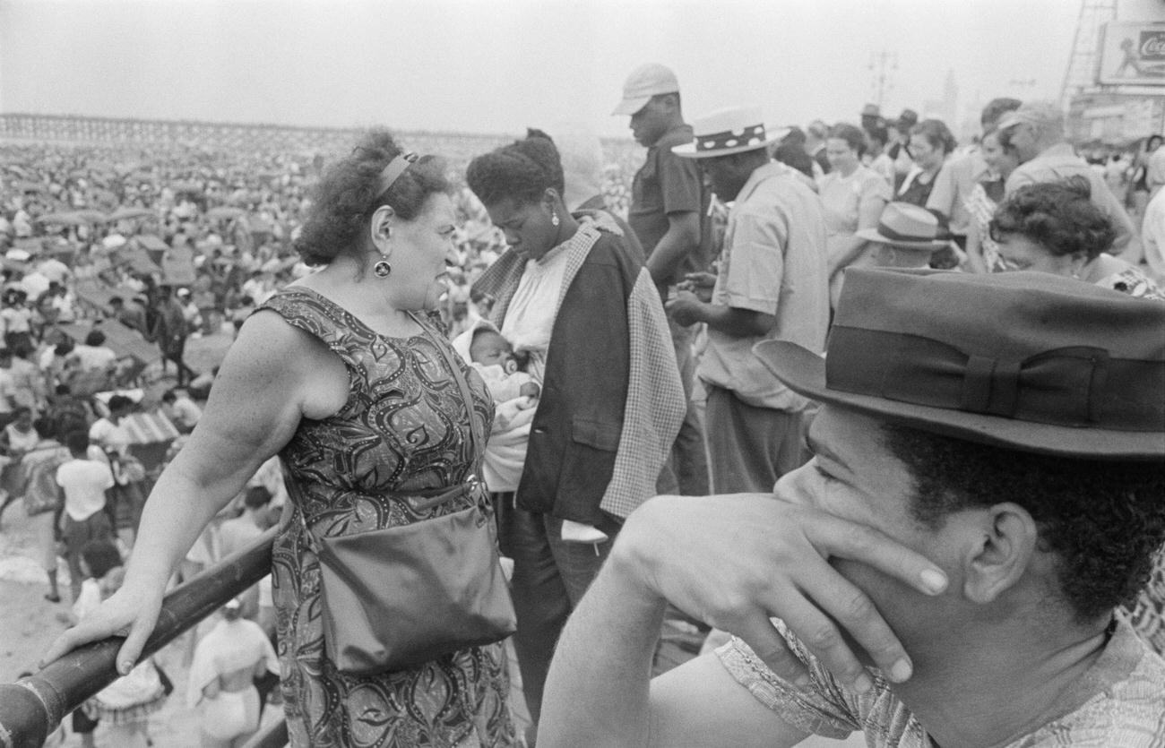 People On Coney Island Boardwalk, 1952.