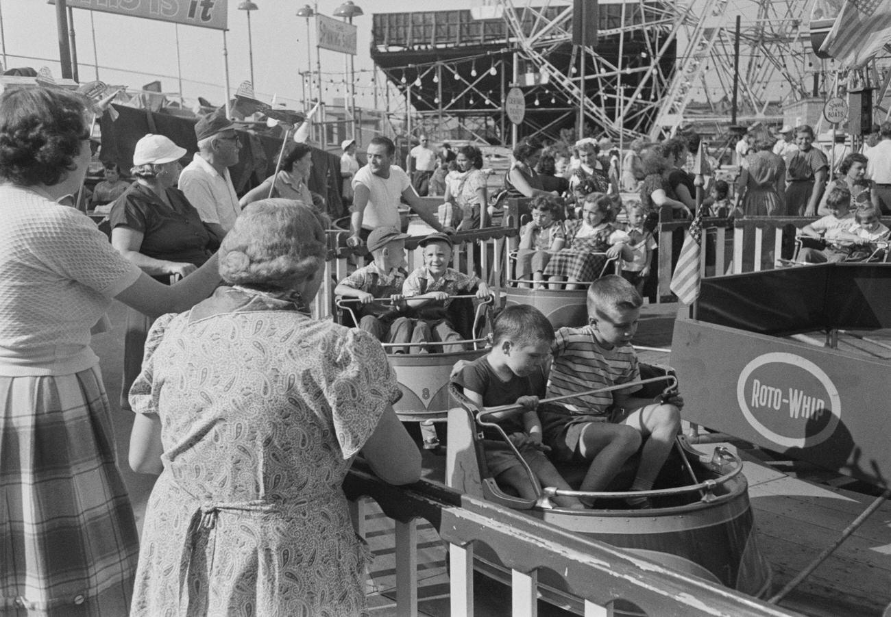 Roto-Whip Ride At Coney Island Fairground, 1952.