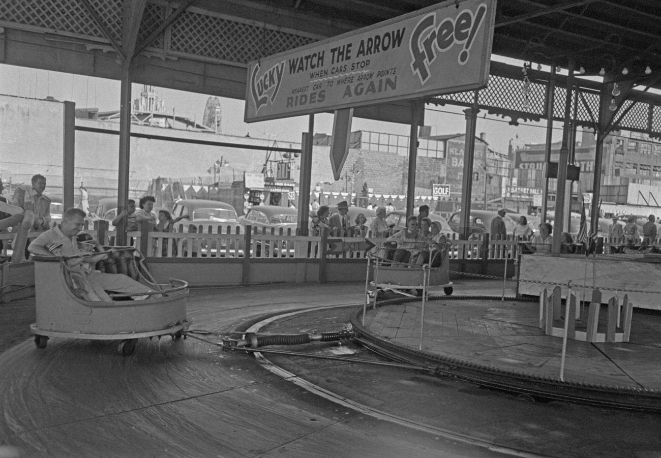 Fairground Ride In Coney Island, 1952.