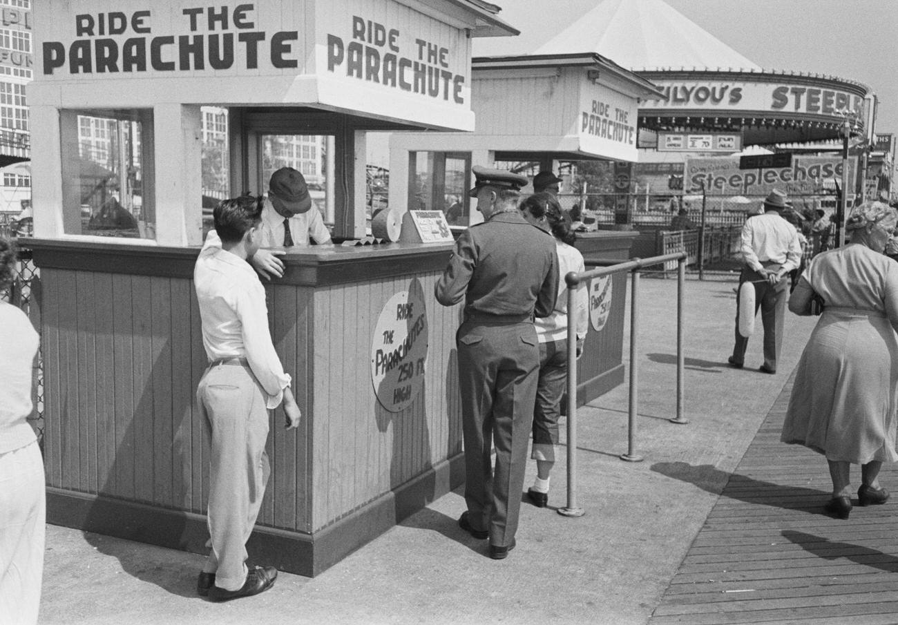 Tickets For Parachute Jump In Coney Island, 1952.