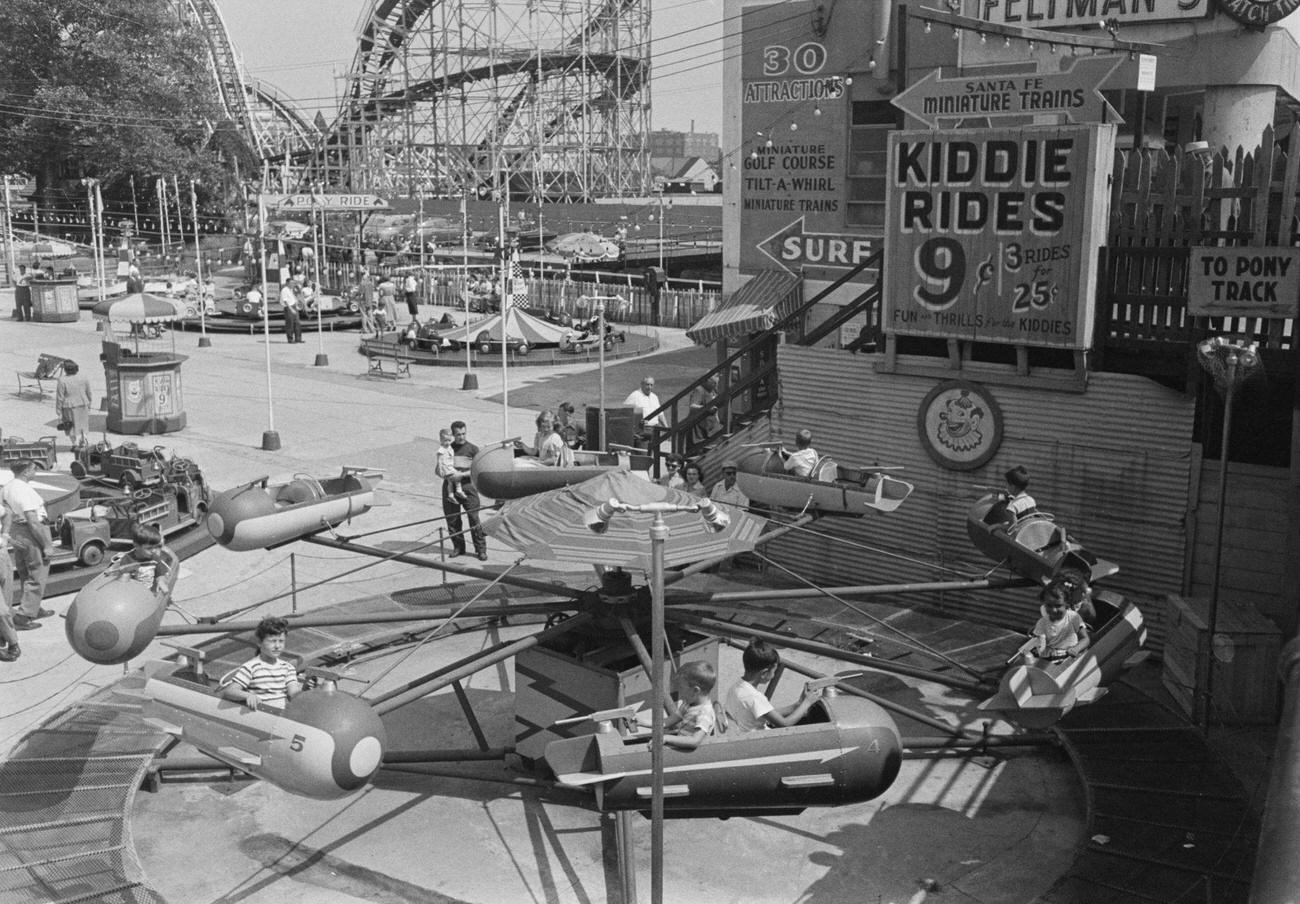 'Kiddie Rides' At Coney Island Fairground, 1952.