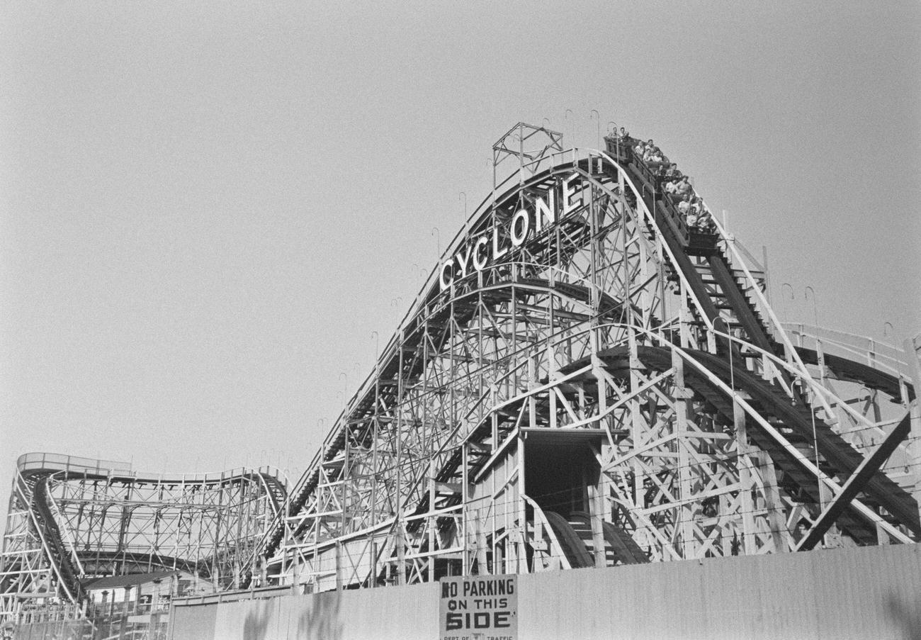 Coney Island Cyclone: Wooden Roller Coaster At Luna Park, 1952.