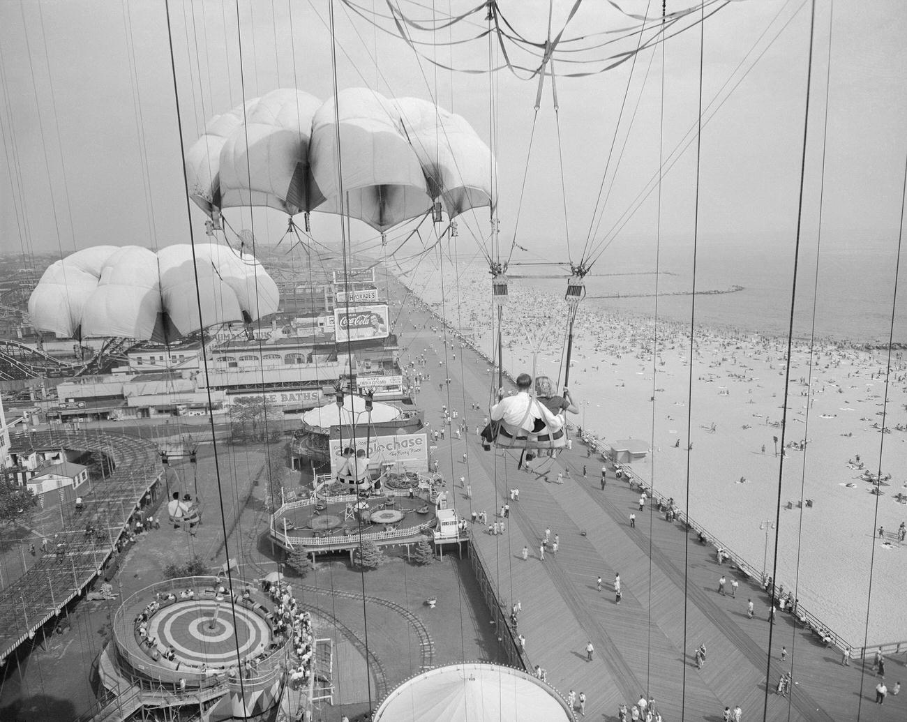 Parachute Ride Over Coney Island Boardwalk