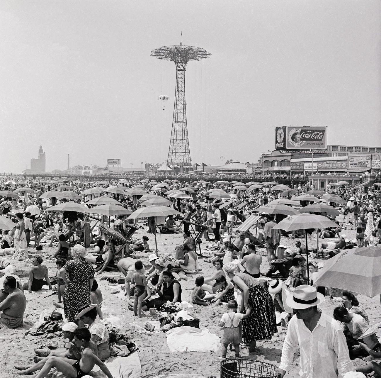 Sunbathers Enjoy Coney Island Beach