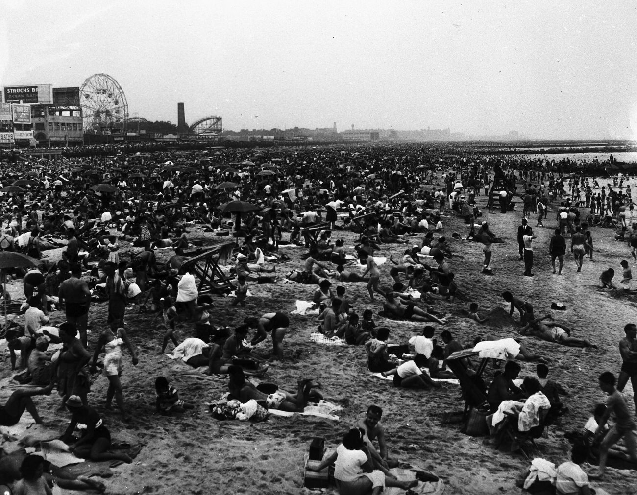 Crowded Beach At Coney Island, July 4Th
