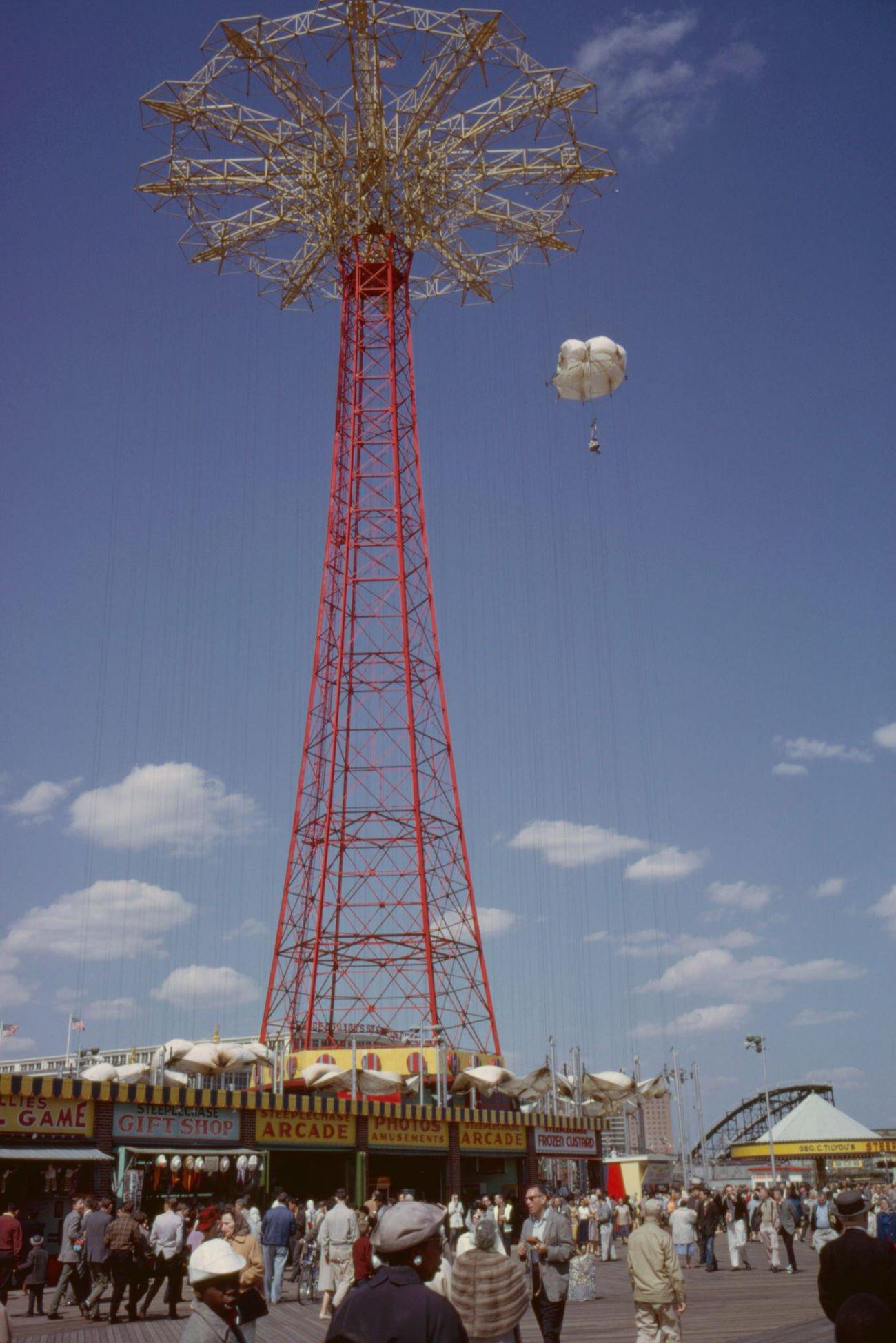 Parachute Jump At Coney Island Amusement Park, 1961