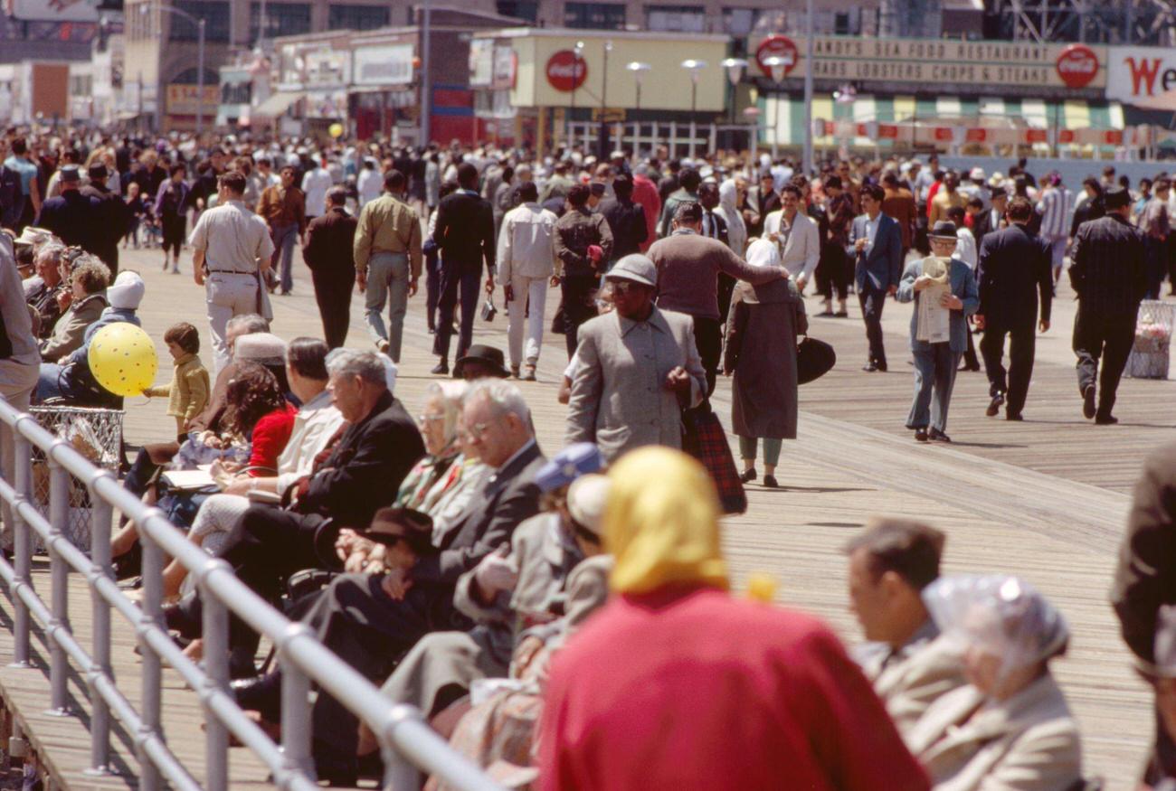 Scene On The Coney Island Boardwalk, 1961