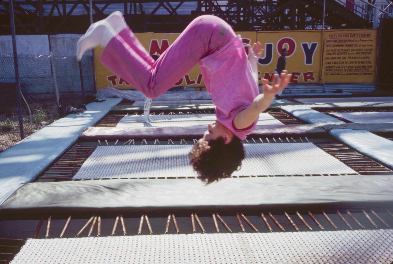 Girl Performing Flip On Trampoline At Coney Island, 1961
